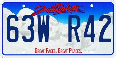SD license plate 63WR42