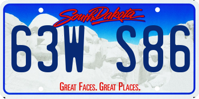 SD license plate 63WS86
