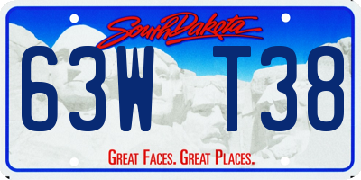 SD license plate 63WT38