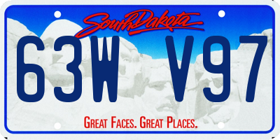 SD license plate 63WV97