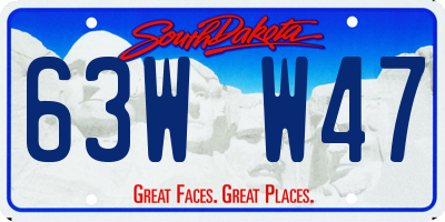 SD license plate 63WW47