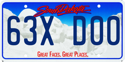 SD license plate 63XD00