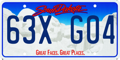 SD license plate 63XG04