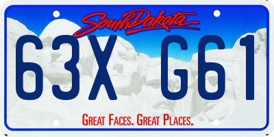 SD license plate 63XG61