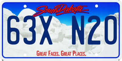 SD license plate 63XN20
