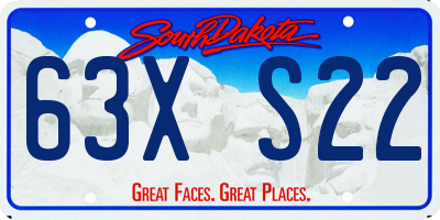 SD license plate 63XS22