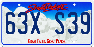 SD license plate 63XS39