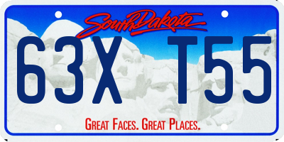 SD license plate 63XT55
