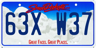 SD license plate 63XW37