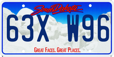 SD license plate 63XW96