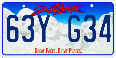SD license plate 63YG34