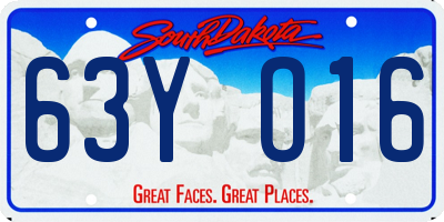 SD license plate 63YO16