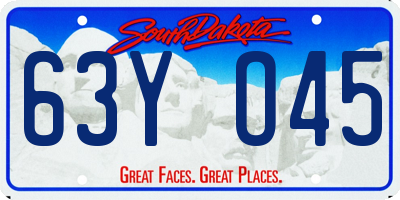 SD license plate 63YO45