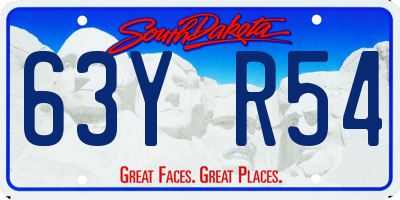 SD license plate 63YR54