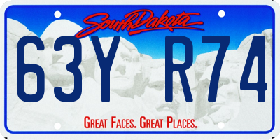 SD license plate 63YR74
