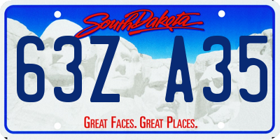 SD license plate 63ZA35
