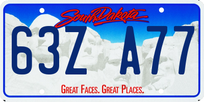 SD license plate 63ZA77