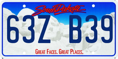 SD license plate 63ZB39