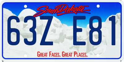 SD license plate 63ZE81