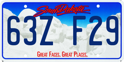 SD license plate 63ZF29