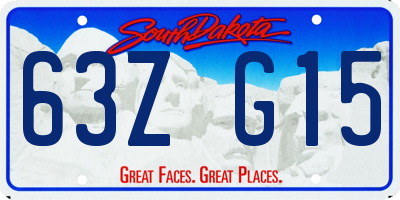 SD license plate 63ZG15