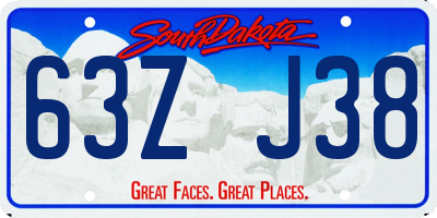 SD license plate 63ZJ38
