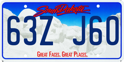SD license plate 63ZJ60