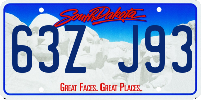 SD license plate 63ZJ93