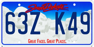 SD license plate 63ZK49