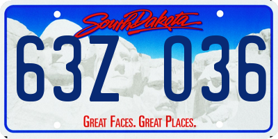 SD license plate 63ZO36
