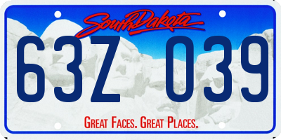 SD license plate 63ZO39