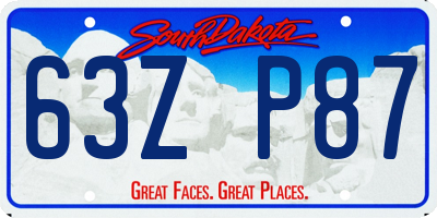 SD license plate 63ZP87