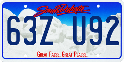 SD license plate 63ZU92