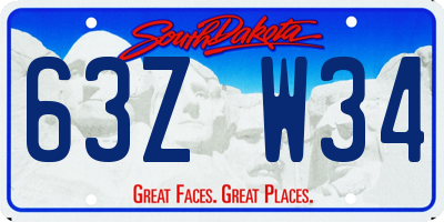 SD license plate 63ZW34