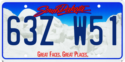 SD license plate 63ZW51