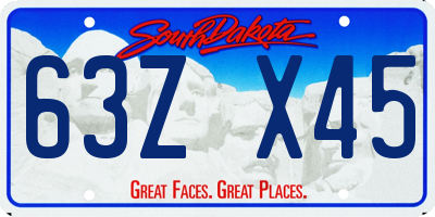 SD license plate 63ZX45