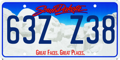 SD license plate 63ZZ38