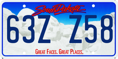 SD license plate 63ZZ58