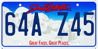 SD license plate 64AZ45