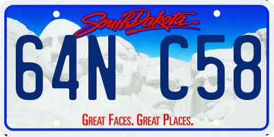 SD license plate 64NC58