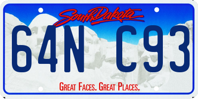 SD license plate 64NC93