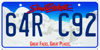 SD license plate 64RC92