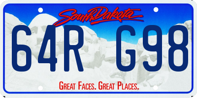 SD license plate 64RG98