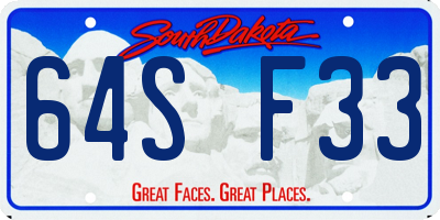 SD license plate 64SF33