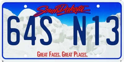 SD license plate 64SN13