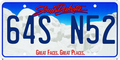 SD license plate 64SN52