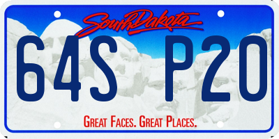 SD license plate 64SP20