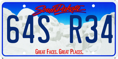 SD license plate 64SR34