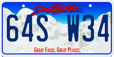 SD license plate 64SW34