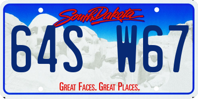 SD license plate 64SW67